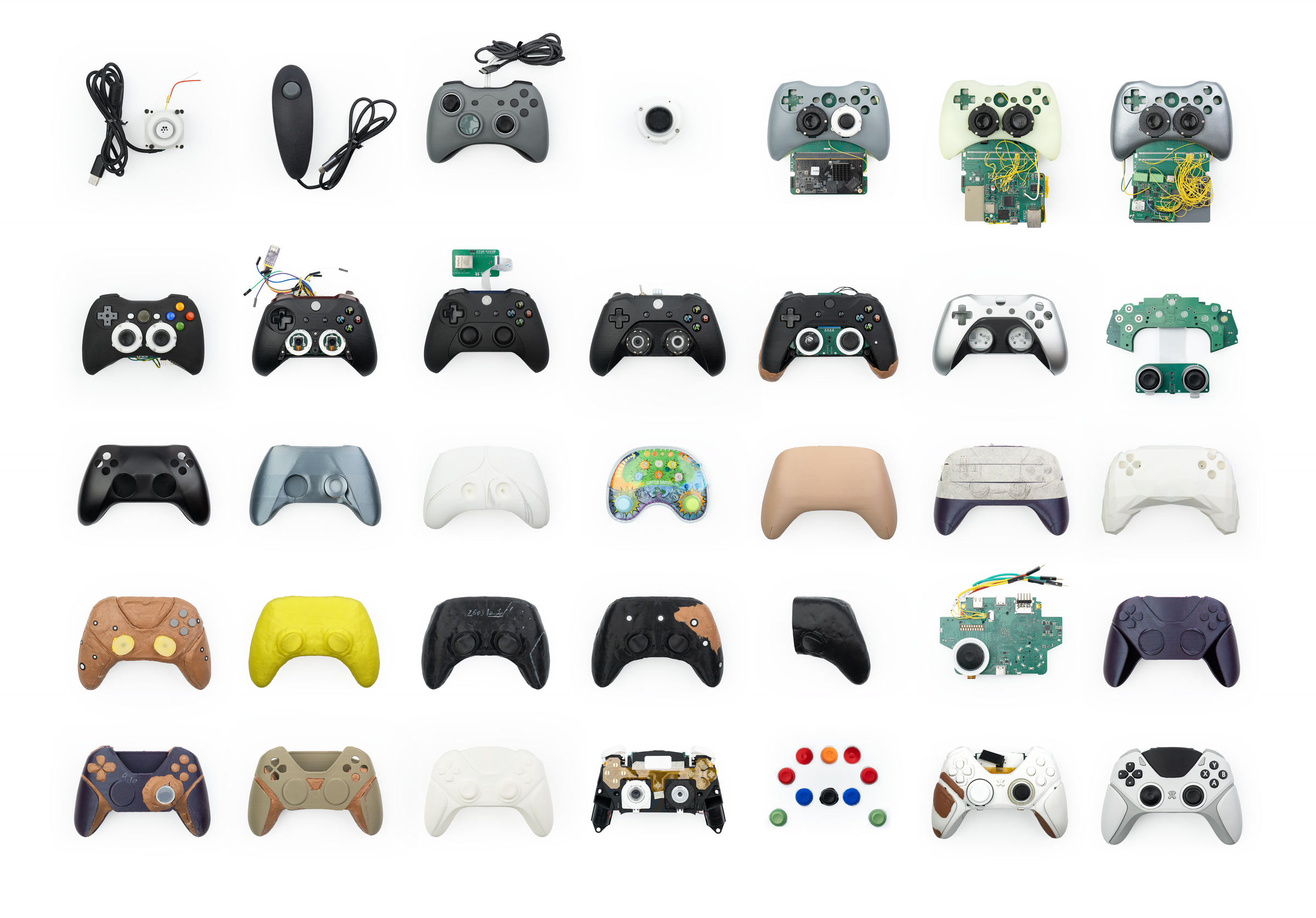BASH Controller prototypes and engineering samples, from joystick experiments to complete controller forms